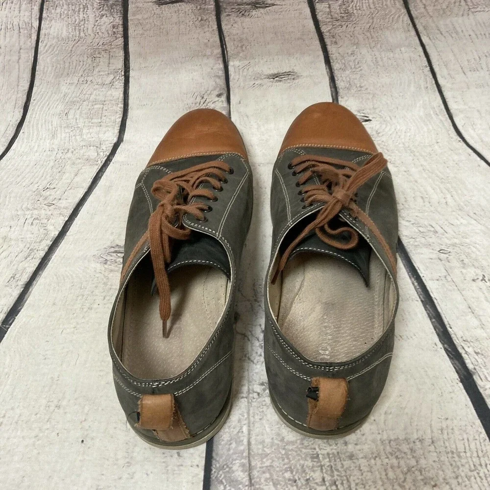 Gino Rossi Casual leather shoes‎ Lace Up Gray And Tan size 9